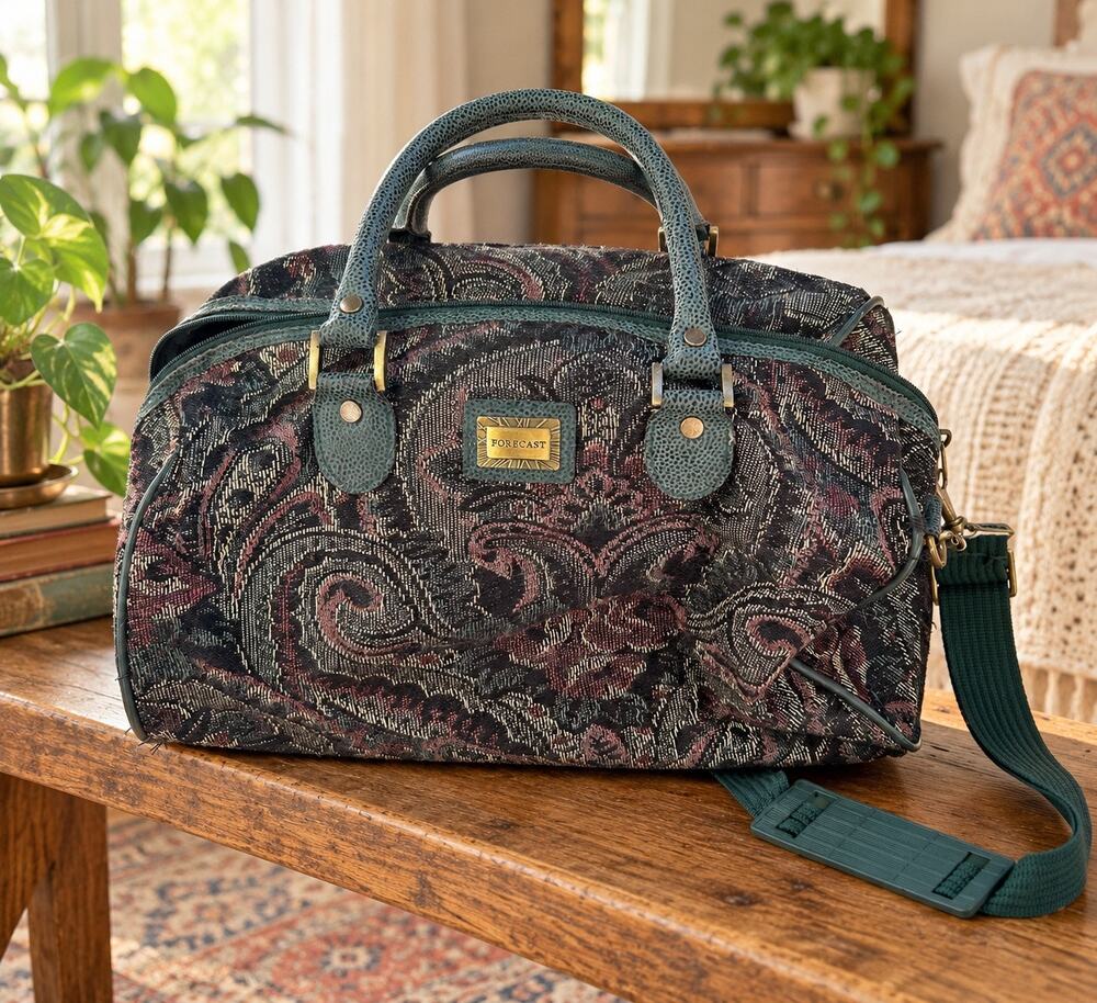 Vintage Forecast Paisley Tapestry Travel Bag Carpet Bag Boho Weekender